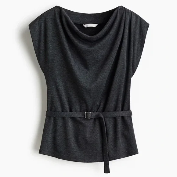 Brand new with tags H&M grey Jersey pants and belted top size Large - Picture 3 of 5